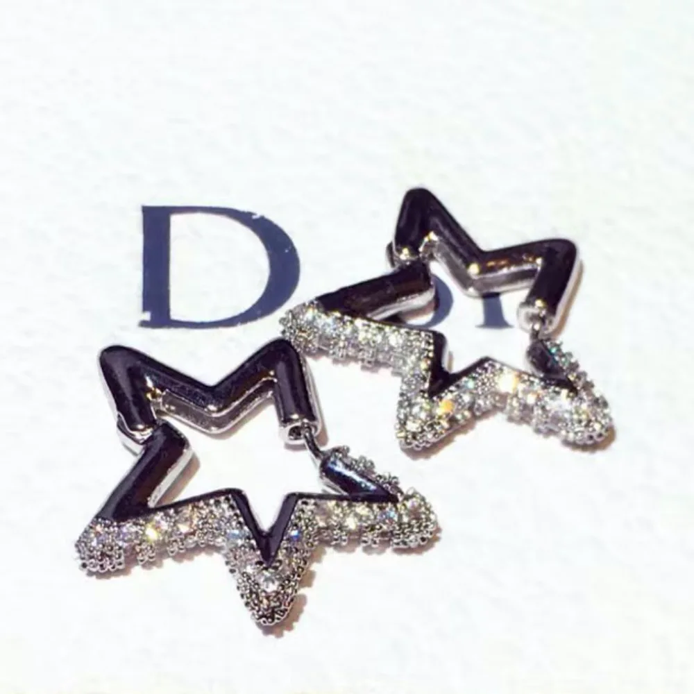 Top Trends: Stars Earrings New Fashion Women's Earrings Star Design Golden Jewelry Shiny Zircon Girls Christmas Gift Jewelry Wholesale Shoppable Styles