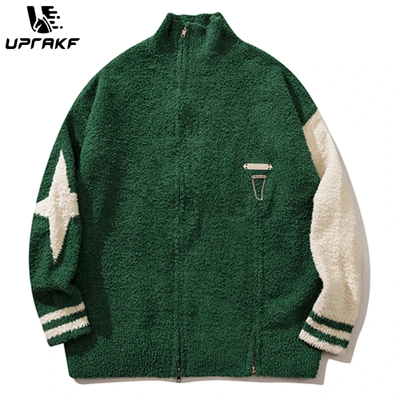 Top Trends: UPRAKF Zipper Sweater Lapel Knit Autumn Loose All-Match Winter Tops Warm Fashion Stars Streetwear Trendy Shoppable Styles