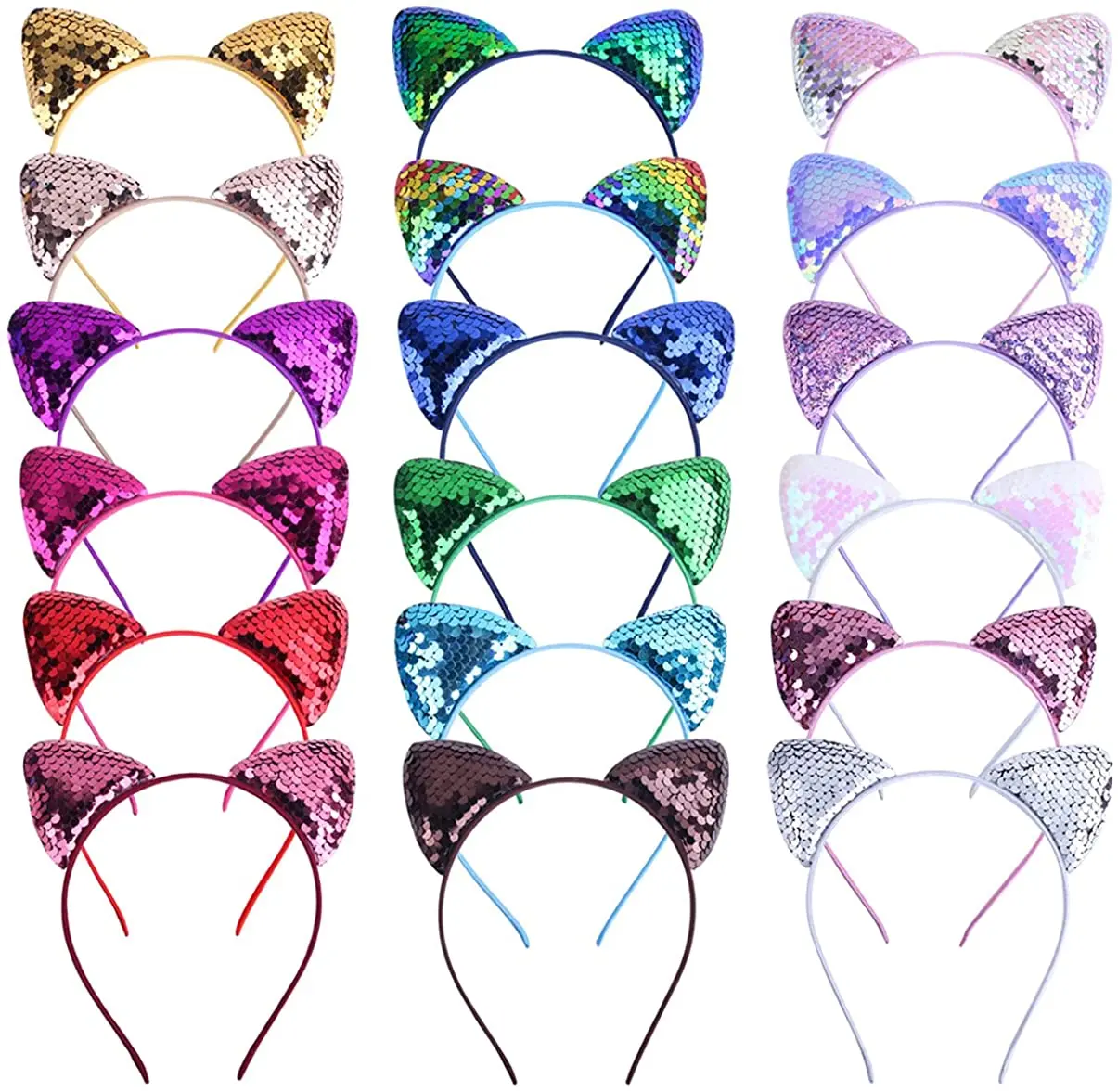 Top Trends: Cat Ear Headbands Reversible Shiny Sequin Hairband Kitty Headband Shine Sequins Hair Hoops For Women And Girls Shoppable Styles