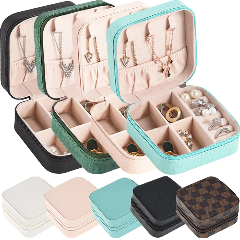 Top Trends: Portable Jewelry Storage Box Travel Organizer Jewelry Case Leather Storage Earring Necklace Ring Jewelry Organizer Display Boxes Shoppable Styles