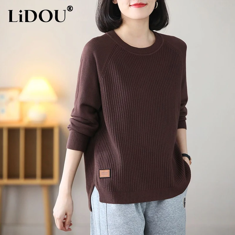 Top Trends: Autumn Winter New Solid Color Fashion Long Sleeve Sweater Women High Street Elegant Casual Pullovers Korean Style All-match Tops Shoppable Styles