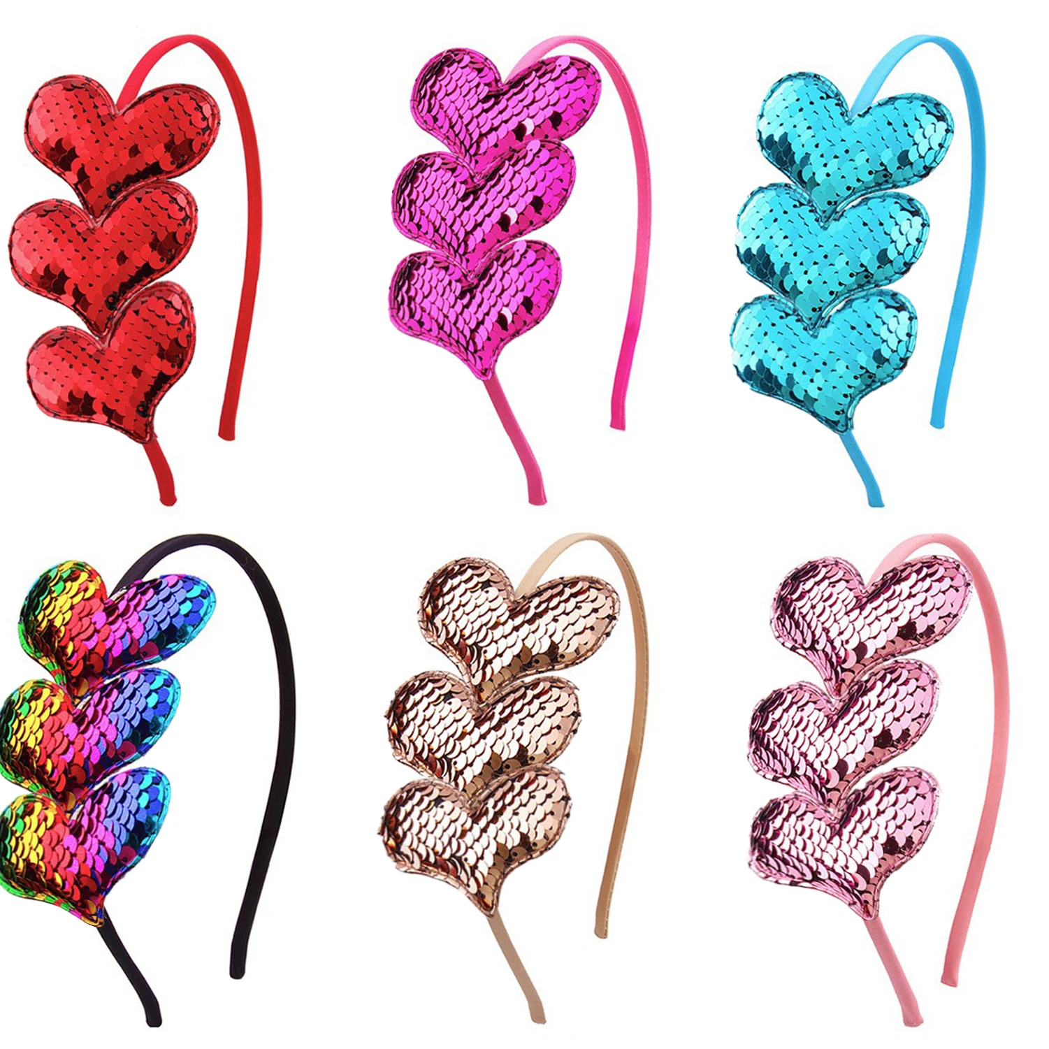 Top Trends: Valentine's Day Heart Headband Love Sequin Hair Hoop Glitter Heart Shaped Hair Accessories For Girls And Women Wedding Birthday Shoppable Styles