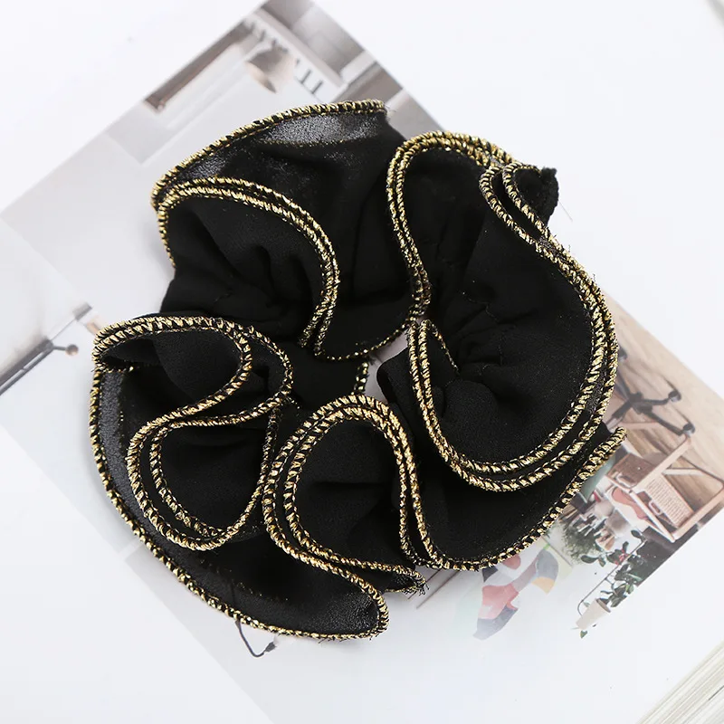 Top Trends: Women Vintage Double Layer Chiffon Hair Ties Handmade Quality Glitter Fabric Scrunchies Hair Bands Stretch Hair Holder Shoppable Styles