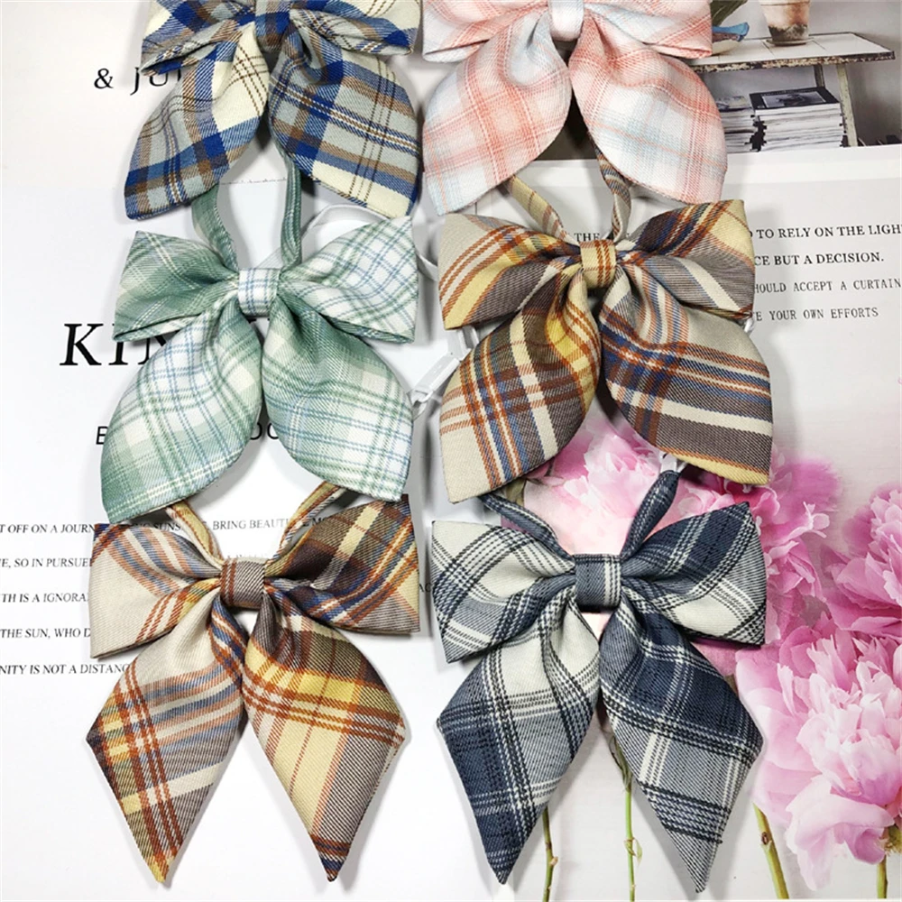 Top Trends: Girls Take The Flower Campus Students Korean Version Sailor Dress Feather Bow Tie Polyester Cotton Plaid Japanese JK Bow Tie JKT Shoppable Styles