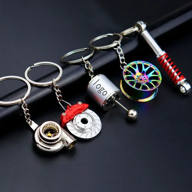 Top Trends: Creative Gear Head Keychain Speed Gearbox Keyring For Car Key Turbo Hub Brake Disc Pendant Shock Absorber Keys Holder Chain Ring Shoppable Styles