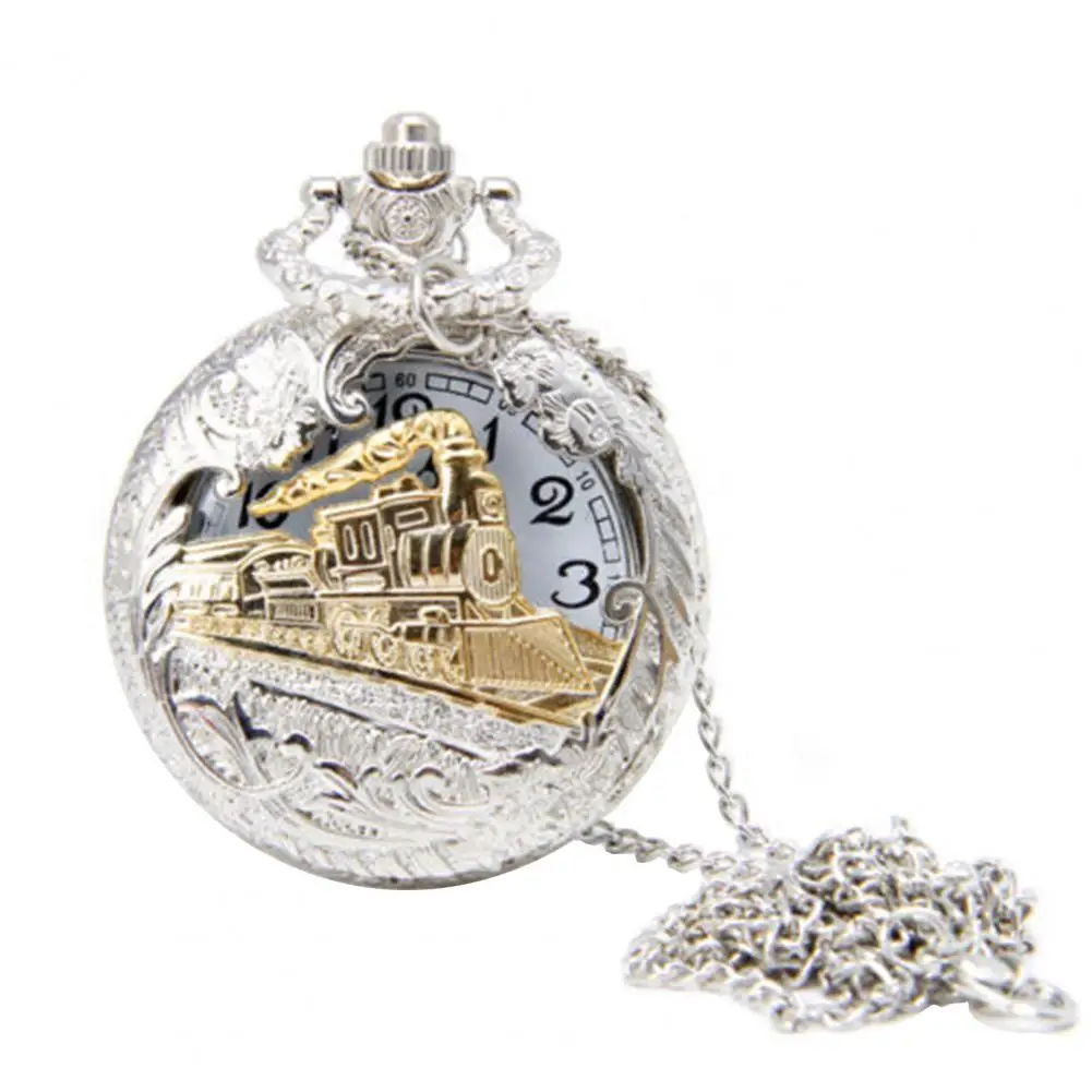 Top Trends: Top Luxury Gold Luminous Quartz Pocket Watch Train Locomotive Engine Steampunk Quartz FOB Light Watch Gifts For Men Women Shoppable Styles