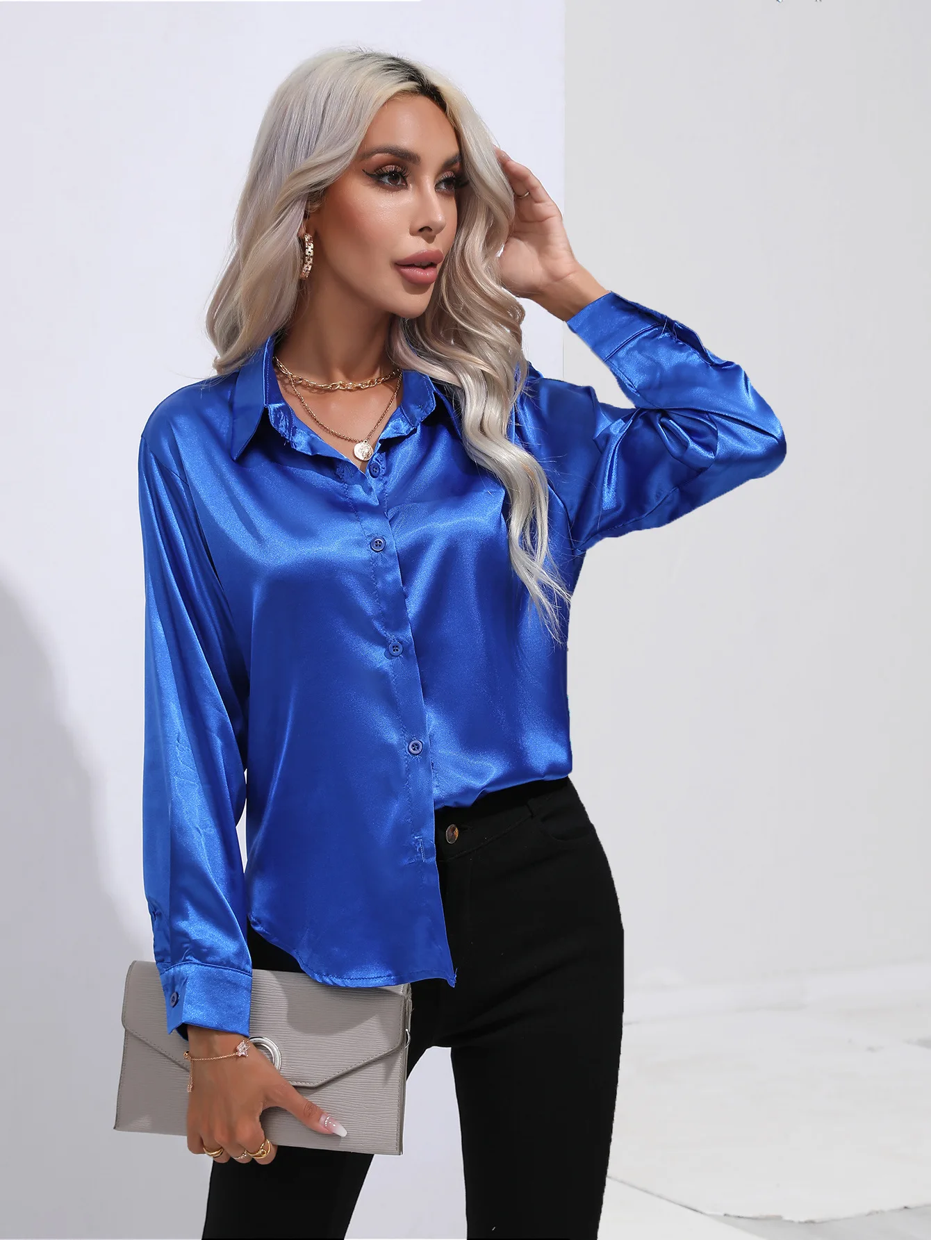 Top Trends: Spring Satin Shirt Women Loose Button Up Blouse Shirt Ladies Imitation Silk Long Sleeve Shirt For Women Shoppable Styles