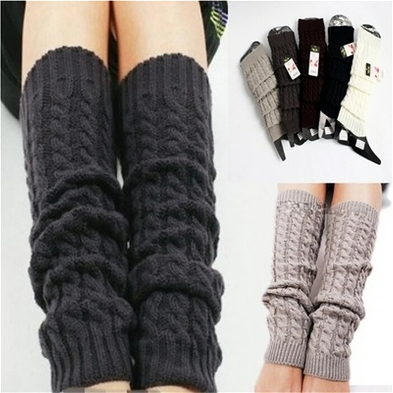 Top Trends: NEW Fashion Gaiters Boot Cuffs Woman Thigh High Warm Knit Knitted Knee Socks Black Leg Warmers For Women Christmas Gifts Shoppable Styles