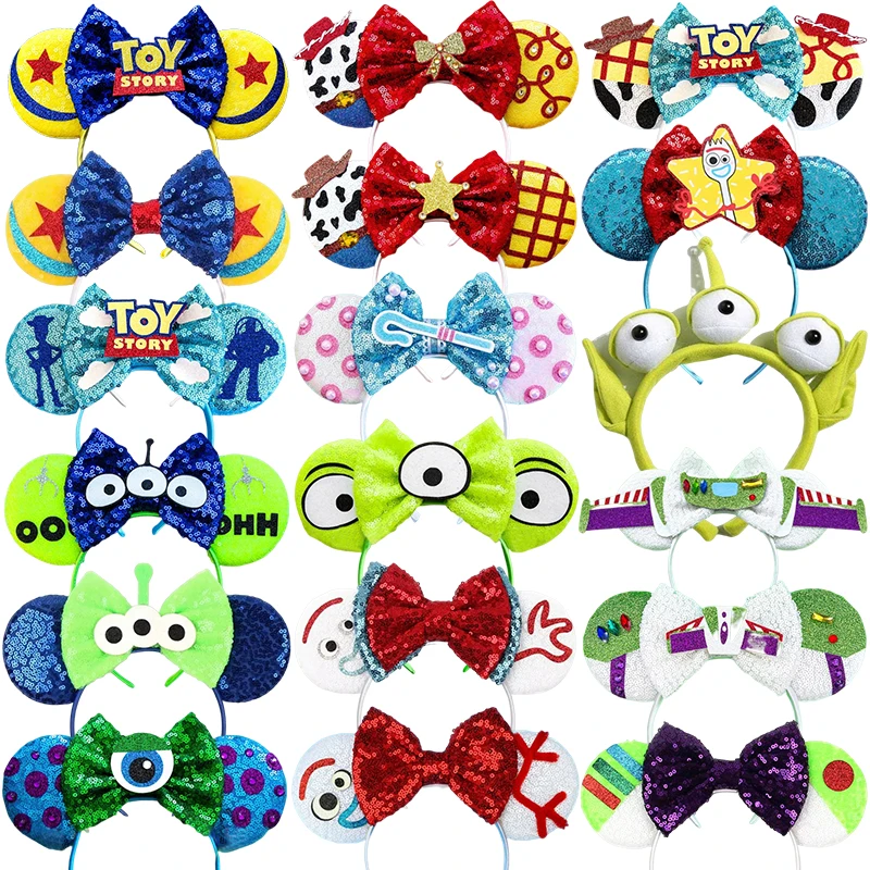 Top Trends: Disney Toy Story Hair Accessories Women Woody Buzz Lightyear Hair Bands For Girls Pixar Sequins Bow Alien Ears Headband Kid Gift Shoppable Styles