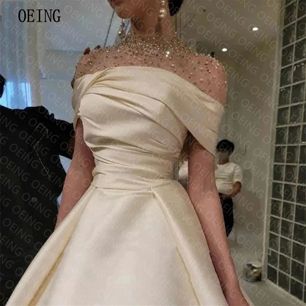 Top Trends: OEING A-line Beadings Champagne Satin Off The Shouder Formal Evening Party Dresses 2023 فساتين مناسبة رسمية Luxury Prom Gown Shoppable Styles