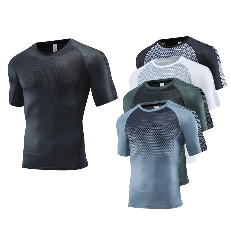 Top Trends: Mens Sport Top For Fitness T-shirt Bodybuilding Compression Shirt Gym Running Tight Rashguard Jogging Sweatshirt Dry Fit Clothes Shoppable Styles