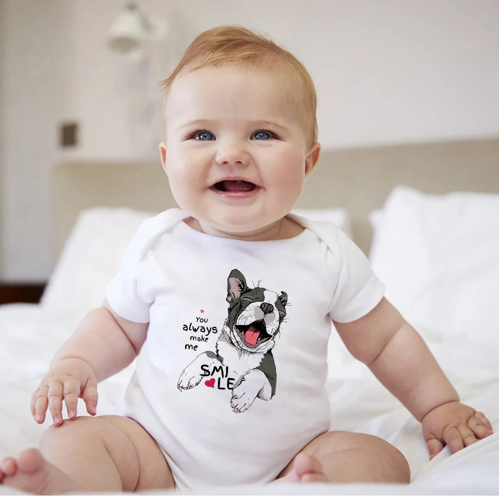 Top Trends: You Always Make Me Smile Cute Baby Clothes Kawaii Dog Print Newborn Boy Girl Bodysuit Summer Casual Life Infant Toddler Onesies Shoppable Styles