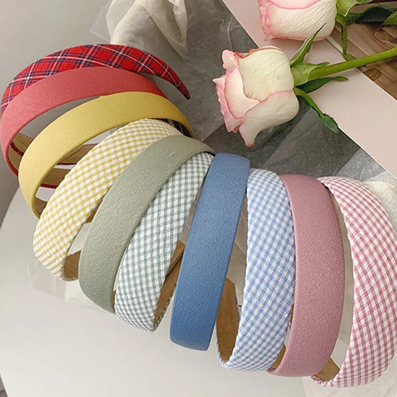 Top Trends: Korea Style Retro Headband Women Simple Cloth Fabric Hair Band Floral Lattice Hairbins For Ladies Girl Headwear Hair Accessories Shoppable Styles - Image 3