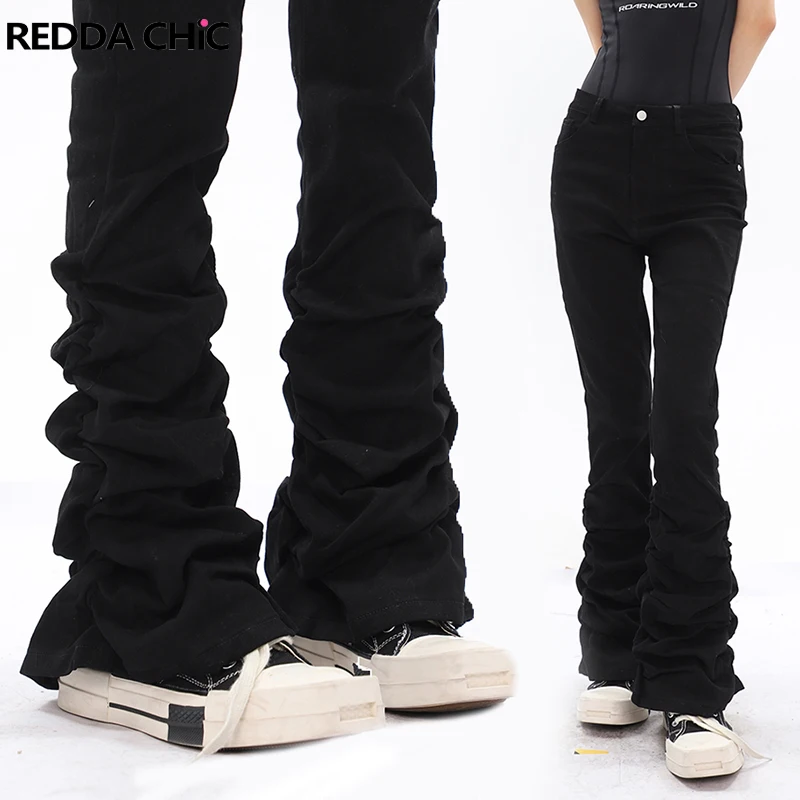 Top Trends: REDDACHiC Dark Academia Women Trousers Stacked Black Jeans Cyber Y2k Ruched Pants Stretchy Slim Retro Rokku Grayu Acubi Fashion Shoppable Styles