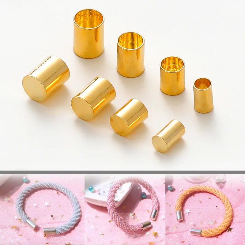 Top Trends: 30Pcs 3-5mm 14K / 18K Gold Plated Brass Tassel Leather Cord End Crimp Caps Beads End Tip Cap For DIY Jewelry Making Accessories Shoppable Styles