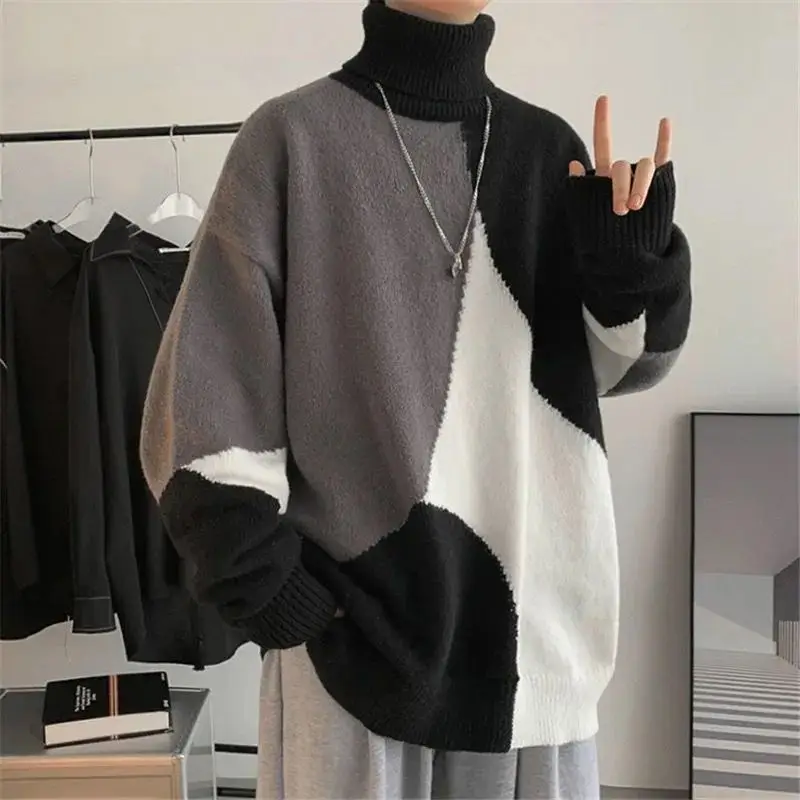 Top Trends: 2023 Autumn And Winter Men&#039;s New Fashion High Neck Panel Sweater Thick Fashion Loose Relaxed Comfortable Versatile Top Shoppable Styles