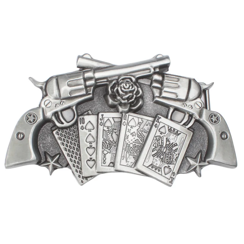 Top Trends: Revolver Belt Buckle Playing Card Roses Belt Buckle Waistband DIY Components For 3.8cm 4cm Belt Shoppable Styles