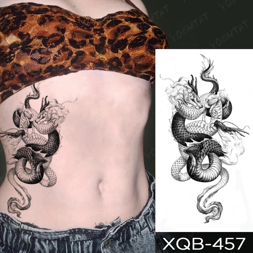 Top Trends: Dragon Transfer Waterproof Temporary Tattoo Sticker Black Snake Peony Rose Flowers Flash Tatto Arm Body Art Fake Tatoo Women Men Shoppable Styles - Image 2