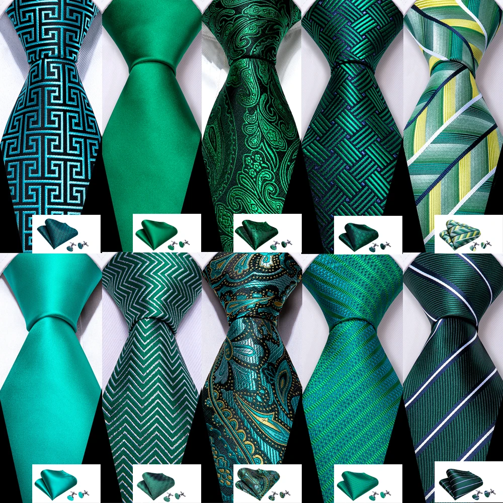 Top Trends: Fashion Silk Men Tie Green Teal Blue Solid Paisley Striped Plaid Floral Animal Necktie Handkerchief Cufflinks Set Barry. Wang Shoppable Styles