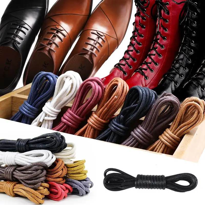 Top Trends: 1 Pair Leather Shoelace Waxed Shoelaces For Shoes Soild Cotton Boot Laces Waterproof Strings Round Sports Running Rope Shoe Lace Shoppable Styles