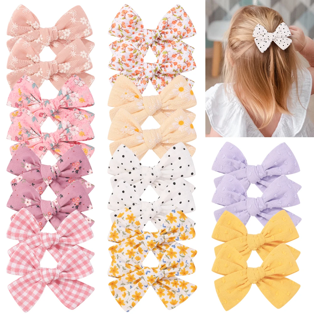 Top Trends: 2pcs / lot Handmade Printing Hair Bows Hairclip For Baby Girls Lovely Corduroy Safe Hairpins Barrettes Children Hair Accessories Shoppable Styles