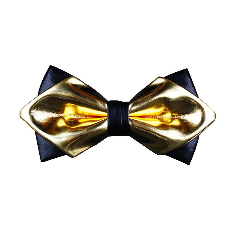 Top Trends: Exclusive Designer Fashionable Gold Pu Leather Pointed Luxury Bow Tie Bright Nightclub Bowtie Gifts For Men Accessories Shoppable Styles