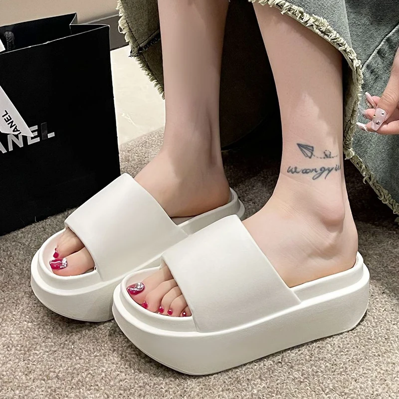 Top Trends: Women Non Slip Elevated Slippers 8cm New Thick Sole EVA Slippers Women Fashion Home Platform Slippers For Summer Outwear Sandals Shoppable Styles