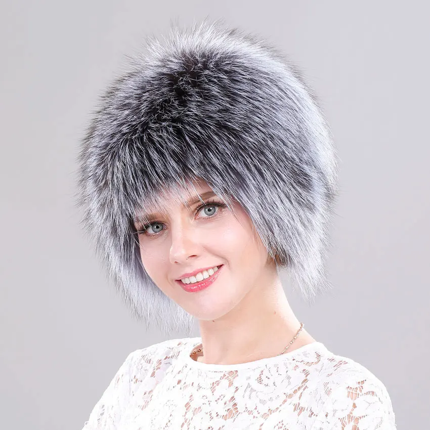 Top Trends: ICYMI Winter Hat For Women 100% Natural Silver Fox Fur Elastic Knitted Lined Cap Fluffy Wig Real Fur Hat Female Ear Warm Beanies Shoppable Styles