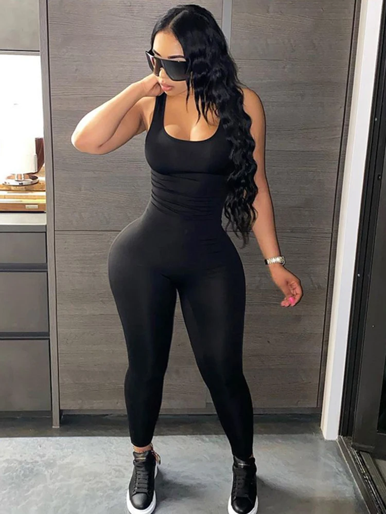 Top Trends: Weird Puss Backless Fitness Jumpsuit Sleeveless Skinny Stretchy Body-Shaping Sportswear Workout Overalls Hot Street 2022 Outfits Shoppable Styles