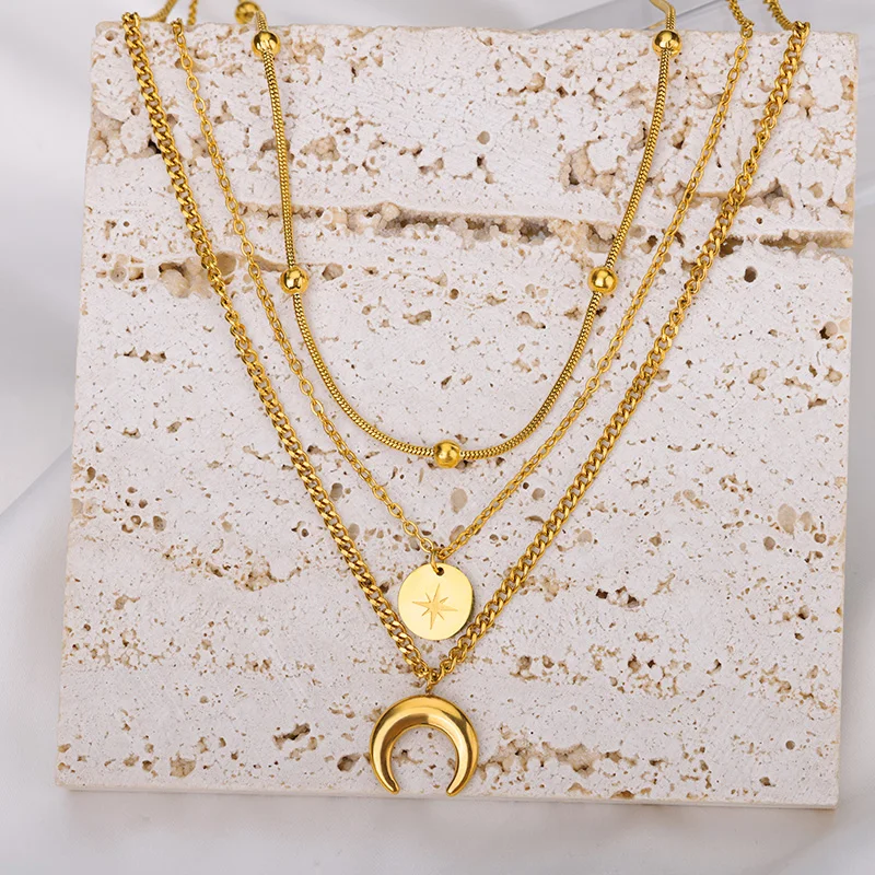 Top Trends: Multilayer Stainless Steel Gold Color Necklace For Women Heart Pendant Thick Clavicle Chain Hip-Hop Streetwear Luxury Jewelry Shoppable Styles