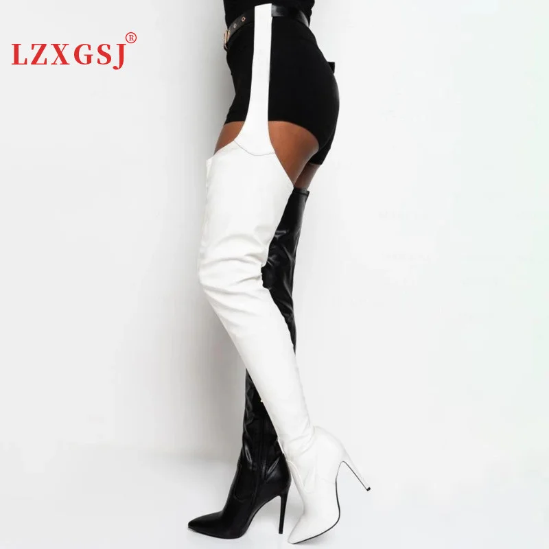 Top Trends: 2023 Winter Women&#039;s High Knee Boots Leather Quality Shoes Sexy Stiletto Heel Belt Buckles Large Size Thigh High Boots Female Shoppable Styles