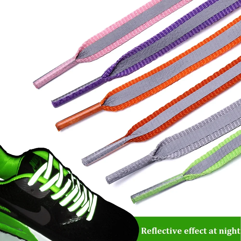 Top Trends: 1Pair Flat 6 Colors Shoelaces Reflective Laces Sneaker Shoestrings Running Shoelace Unisex Fashion Shoe Laces Shoppable Styles