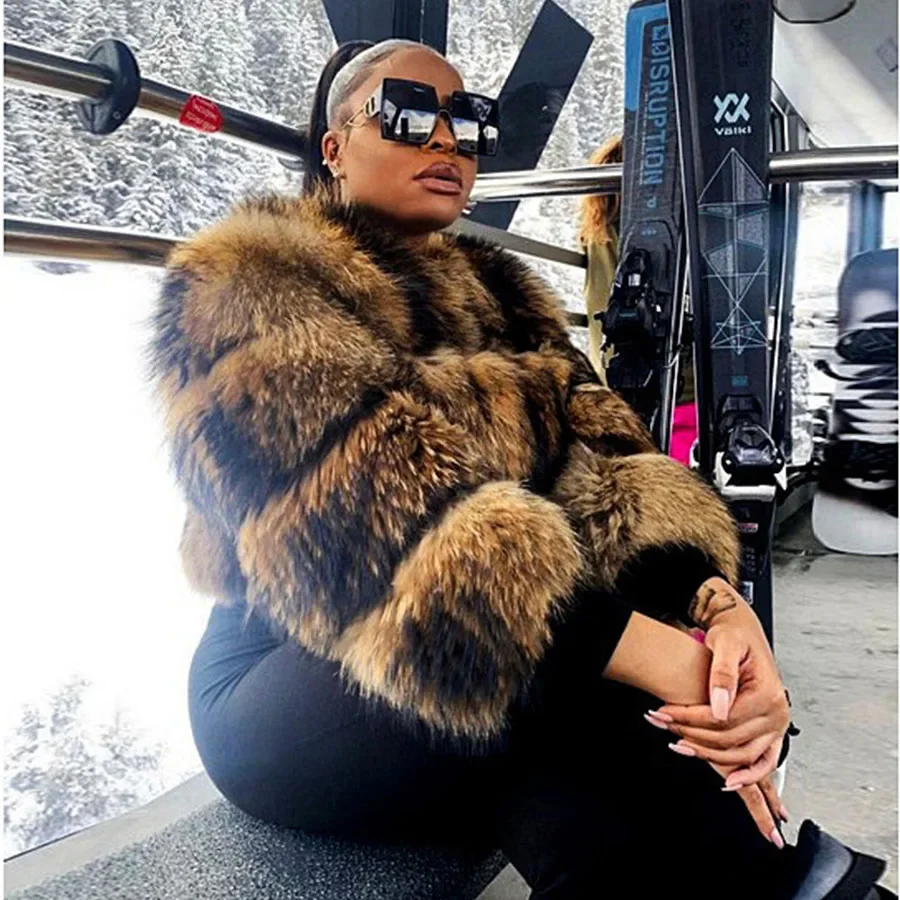 Top Trends: MAOMAOKONG Super Hot Winter Women Luxury Thick Real Raccoon Fur Coat 100% Natural Fox Fur Jacket Plus Size Jackets Female Vest Shoppable Styles