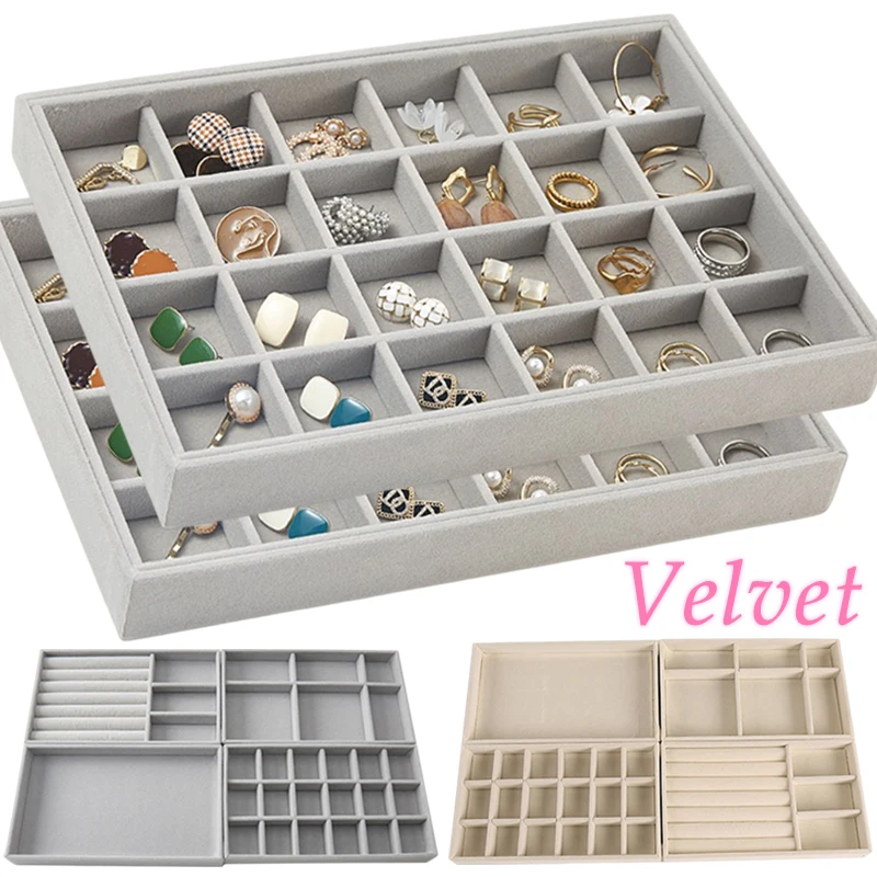 Top Trends: Jewelry Organizer Boxes Velvet Jewelry Storage Tray Display Ring Bracelet Necklace Storage Box Showcase Drawer Organizer Trays Shoppable Styles