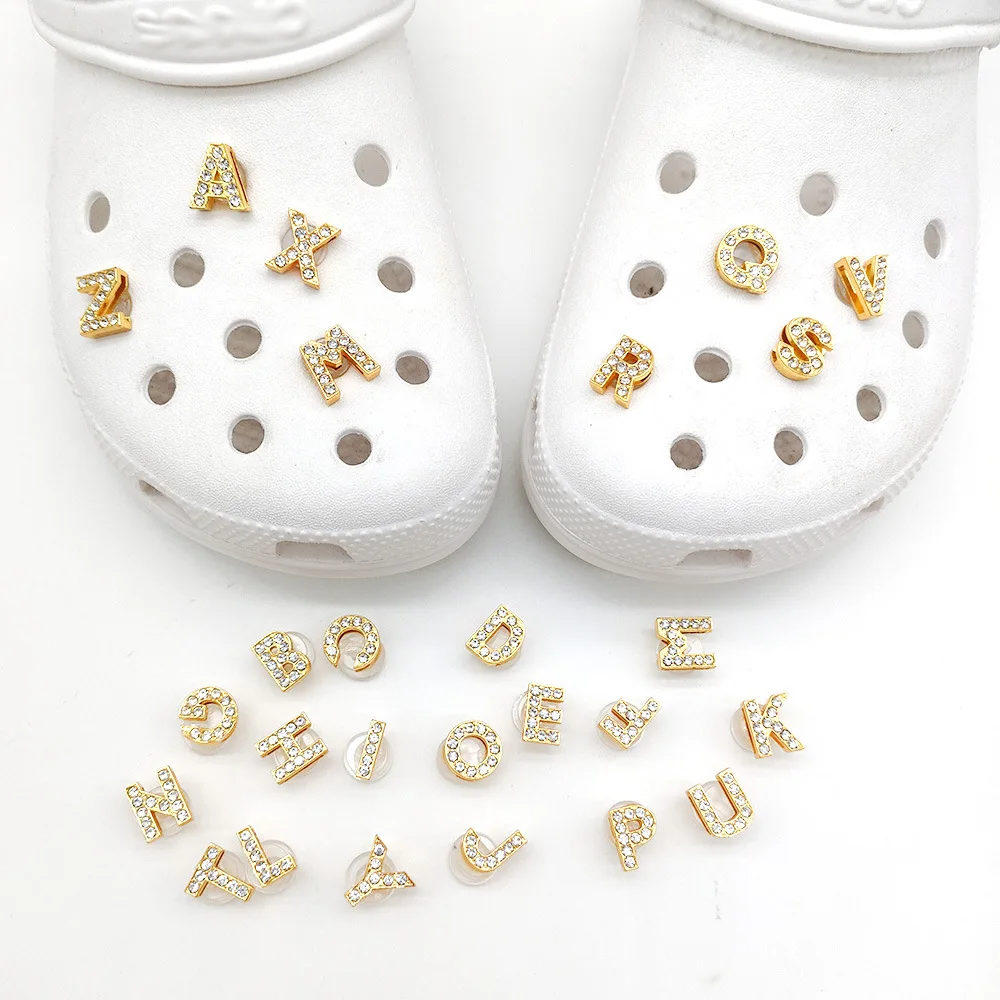 Top Trends: 1Pcs Fashion Gold Letters Metal Shoe Charms Garden Shoe Decorations For Croc Jibz Charm Backpack Kids X-Mas Gifts Jibz Shoppable Styles