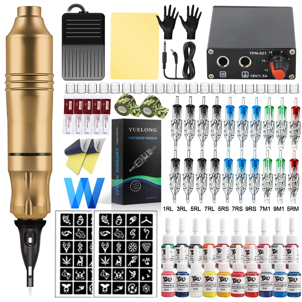 Top Trends: Cartridge Tattoo Pen Machine Kit With Tattoo Power Supply Pedal Cartridges Needle For Complete Tattoo Beginner Machine Set Shoppable Styles