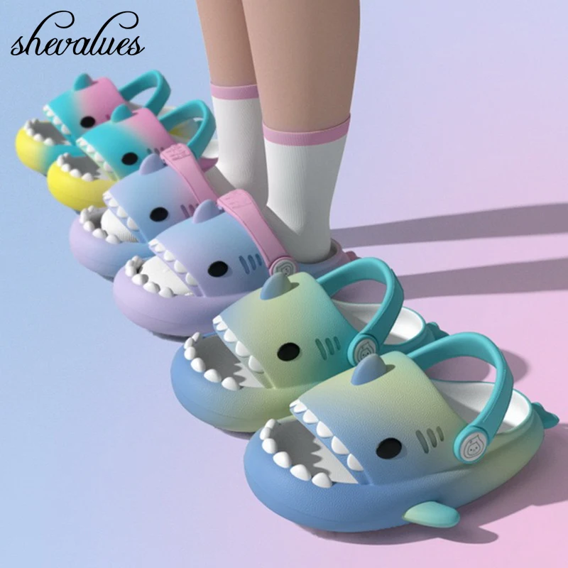 Top Trends: Shevalues Colorful Children&#039;s Shark Slippers Fashion Baby Cartoon Slippers Girls Boys Home Non-slip Sandals Outdoor Beach Slides Shoppable Styles