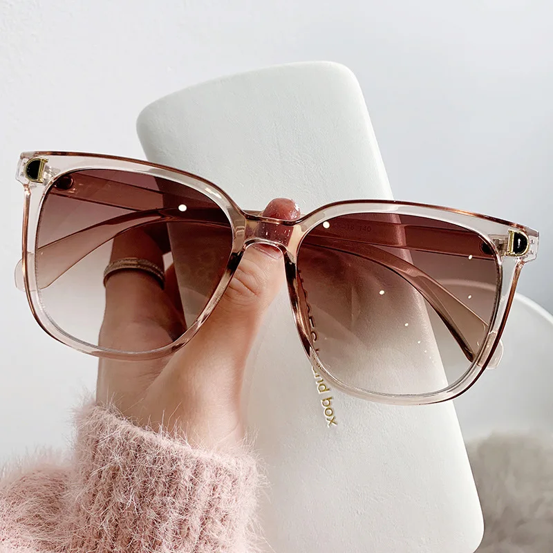 Top Trends: 2023 Fashion Oversized Sunglasses Woman Brand Designer Vintage Square Sun Glasses Female Big Frame Gradient Shades Oculos De Sol Shoppable Styles