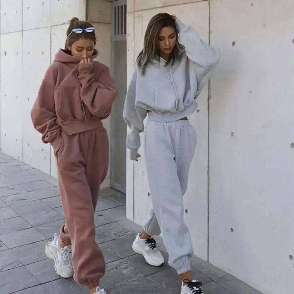 Top Trends: 2024 Spring Women's Suit Grey Hat Drawstring Long Sleeve Hoodies Elastic Waist Long Pants Loose Suits Female Trendy Lady Bottom Shoppable Styles