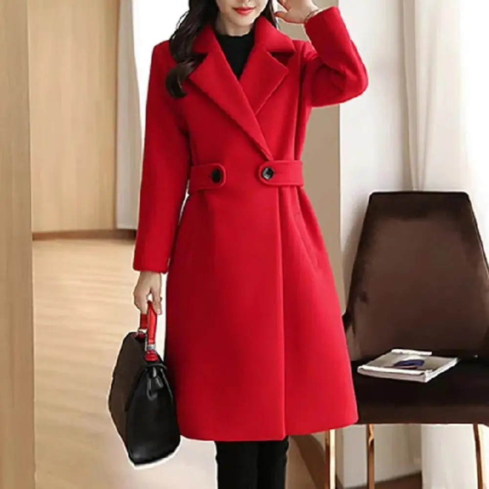 Top Trends: Fall Winter Women Overcoat Thick Solid Color Turn-down Collar Long Sleeve Cardigan Belted Button Mid Length Loose Lady Coat Shoppable Styles