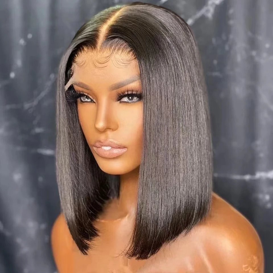 Top Trends: 13x4 HD Lace Front Short Bob Wig Remy Bone Straight Human Hair Wigs PrePlucked For Women Brazilian Transparent Lace Frontal Wigs Shoppable Styles