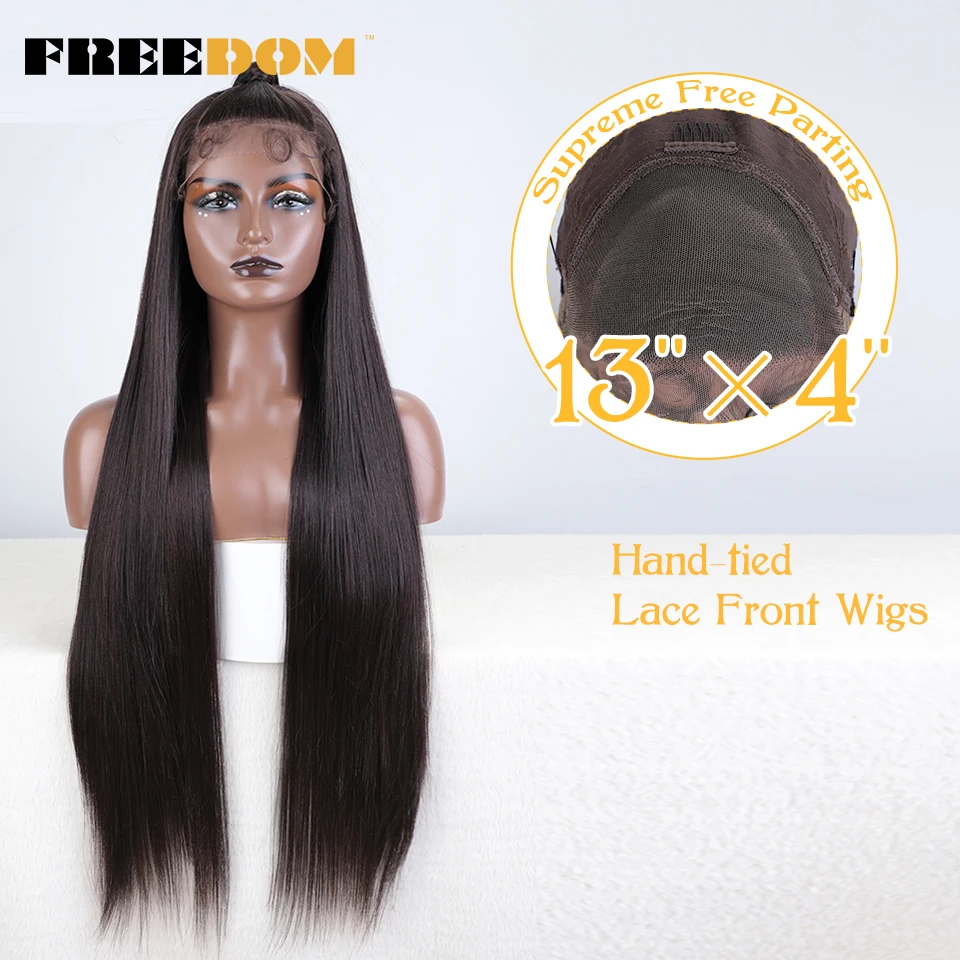 Top Trends: FREEDOM Synthetic Straight Lace Front Wigs For Black Women 13x4 Updo Ombre Brown Red White Long Straight Wigs With Baby Hair Shoppable Styles