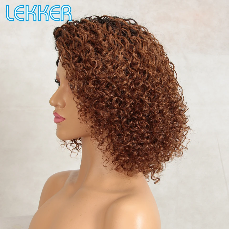 Top Trends: Lekker Wear And Go Ombre Brown Short Deep Curly Bob Human Hair Lace Wig For Women Glueless Brazilian Remy Hair Glueless Colored Shoppable Styles - Image 2