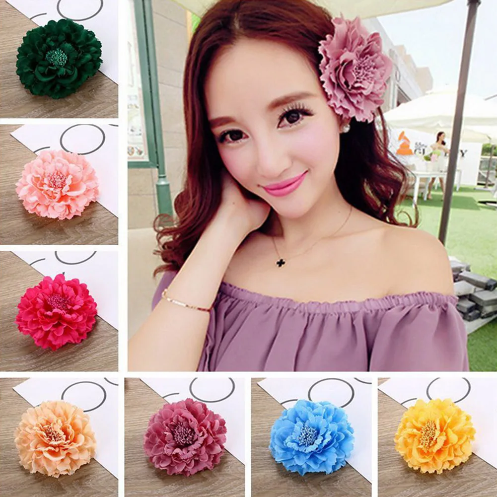 Top Trends: Big Peony Flower Hair Clip Wedding Bridal Bridesmaid Prom Party Hairpin Brooch Flower Headwear Hairpin Cloth DIY Holiday Clamp Shoppable Styles