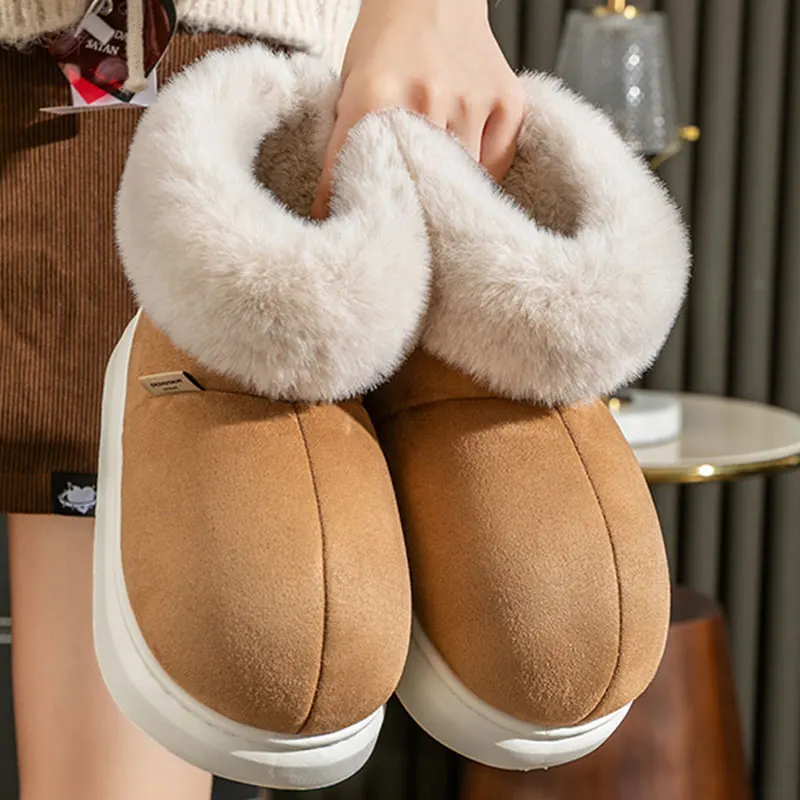 Top Trends: Comwarm Winter Plush Fur Slippers For Women Fashion Snow Boots Women Warm Fluffy Fur Home Slipper Outdoor Antiskid Cotton Shoes Shoppable Styles