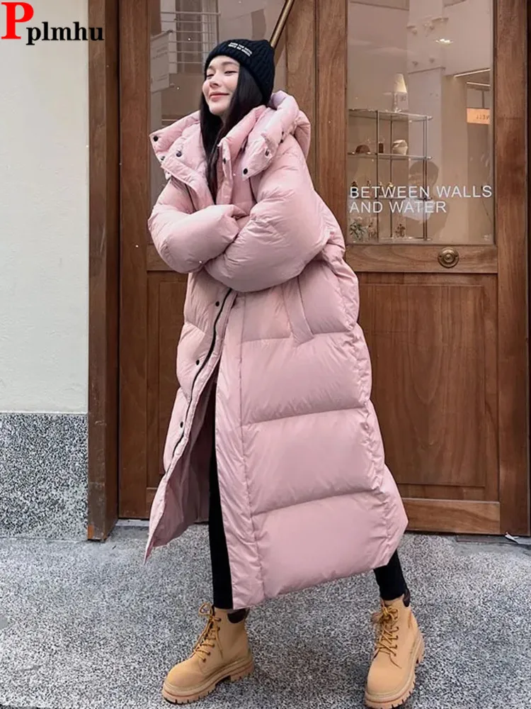 Top Trends: Warm Winter Pink Hooded Long Women Parkas Chaqueta Thick Cotton Padded Windproof Parcas Overcoat Casual Loose Snow Wear Jaquetas Shoppable Styles