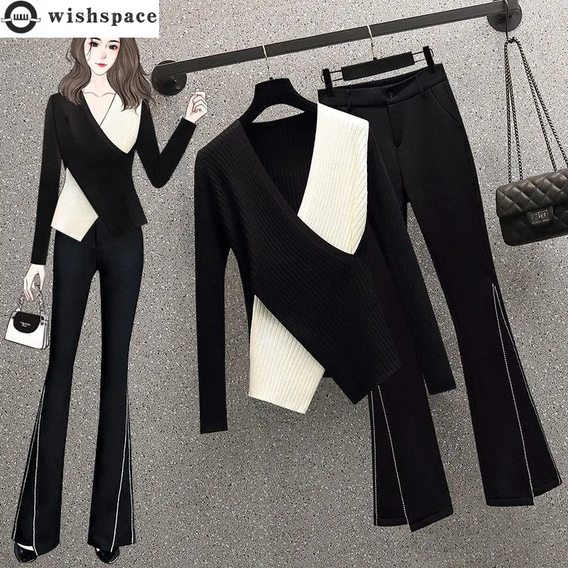 Top Trends: 2022 Summer New Elegant Women's Pants Set Fashion Black And White Stitched Chiffon Coat Pants Two-piece Set Female Blouse Shoppable Styles