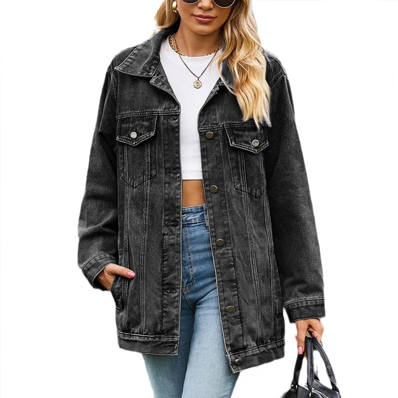 Top Trends: Vintage Denim Jacket Women Autumn Winter Loose Lapel Single-breasted Cardigan Coat Ladies Fashion Casual Commuter Outerwear 2023 Shoppable Styles