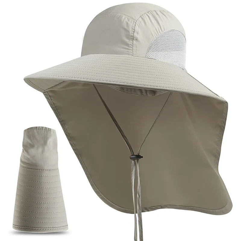 Top Trends: Summer Sun Hats UV Protection Outdoor Hunting Fishing Cap For Men Women Camping Visor Bucket Hat With Neck Flap Fisherman Hat Shoppable Styles