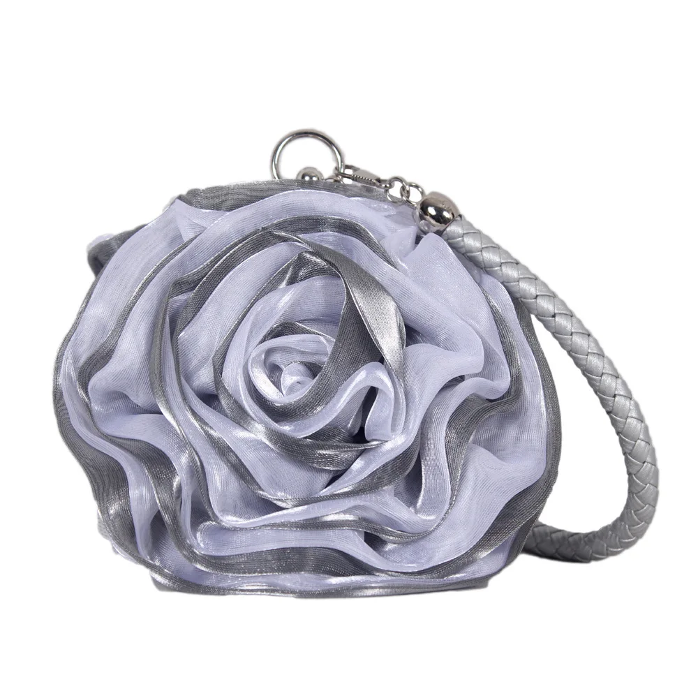 Top Trends: Bridal Rose Flower Evening Clutch Purse Women Bag Small Handbag Lady Silk Wedding Decorate Totes Party Bridesmaid Gift Purses Shoppable Styles